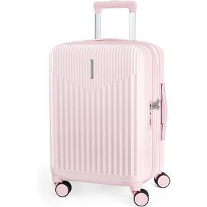 BAGSMART Carry On Luggage 22x14x9 Airline Approved with Spinner Wheels,100% PC Hardside Expandable Luggage with TSA Lock for Trips, 20 Inch Rolling Suitcases for Men Women,Pink