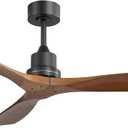 Sofucor 52 Inch Ceiling Fans No Light-Outdoor Ceiling Fan with Remote Control, 3 Blade Reversible DC Motor, Modern Wood Ceiling Fan Without Light for Bedroom Indoor Patios Farmhouse, Walnut