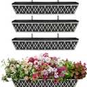 4 Pack 30 Inch Window Boxes Planters Railing Planter Box with Adjustable Brackets & Non-Woven Fabric Plant Grow Bags Deck Railing Planter Boxes Balcony Hanging Flower Box for Outdoor Plants