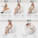 4FT Bean Bag Chair, Teardrop Beanbag with Memory Foam Filled | Bean Bag Sofa With Removable Cover, Cozy Boneless Chair with Handle for Living Room, Bedroom (Plush Stripe White)