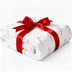 Ultra Soft Fleece Blanket Throw Size - Christmas Flannel Fleece Luxury Throw Blanket - Lightweight Throw for Couch, Bed, Chair - Warm & Breathable - Cozy Microplush Bedding - Candy Cane