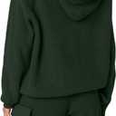 REORIA Women 2 Piece Knit Sweater Set Lounge Hoodie & Cargo Pants Outfit for Fall Winter 2024 Travel Style (Green, M)