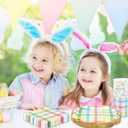 Whaline 72Pcs Easter Spring Party Supplies Pastel Plaid Disposable Dinnerware Set Colorful Checkered Scalloped Paper Napkins Plates Cups for 24 Guests Tableware Decor