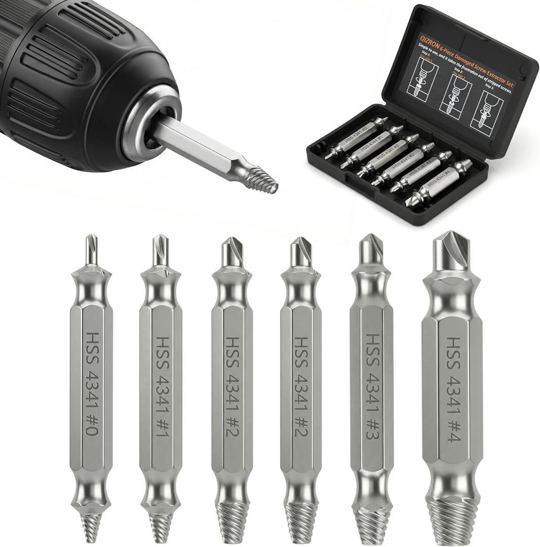 Damaged Screw Extractor Set - Remover for Stripped Head Screws Nuts & Bolts | Easy Removal Drill Bit Tool Kit with Storage Case | Perfect Gifts for Men, Dad, Husband, Boyfriend