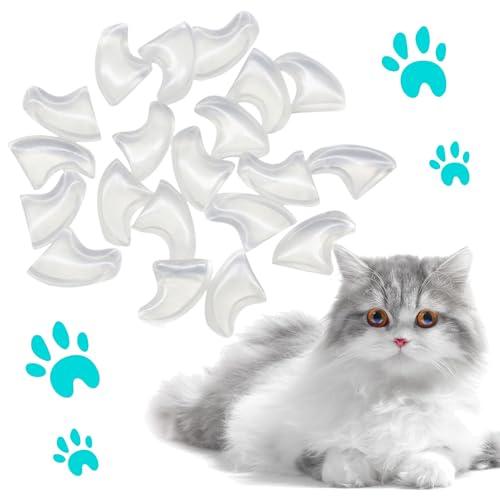 100pcs Cat Nail Caps Clear Cat Claw Covers Kitten Nail Caps with Adhesives and Applicators (S Clear)