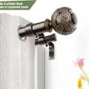 1 Inch Double Curtain Rods 72 to 144 Inches (6 to 12 ft), USFOOK Bronze Drapery Rods for Windows 69 to 140 Inches, Telescoping Dual Curtain Rod with Woven Leaf Finials