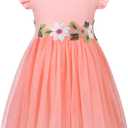 HILEELANG Little Flower Girl Tulle Tutu Dress Easter Cotton Ribbed Birthday Wedding Party Princess Dresses 2T