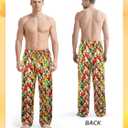 Mens Christmas Pajama Pants,Novelty Funny Soft Pj Sleep Lounge Bottoms with Pockets & Drawstring (Large, Gold Kittens)