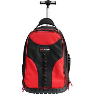 MELOTOUGH Wheeled Rolling Tool Backpack Heavy Duty Tradesman Pro Tool Organizer Including Laptop Sleeve (Red&Black)