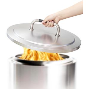 Fire Pit Lid for Solo Stove Bonfire 2.0, 304 Stainless Steel Firepit Round Cover with Heat Resistant Handle for Other Outdoor 19.5 inch Bonfire Lid
