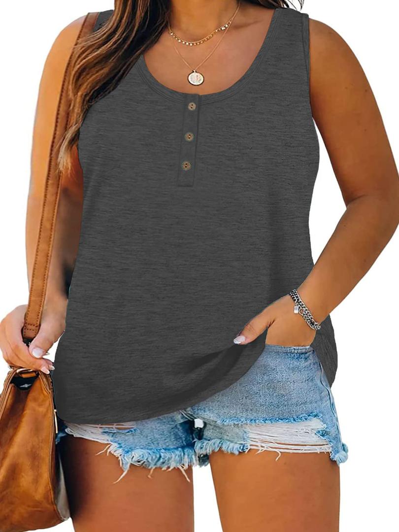 Plus Size Tank Tops for Women 3X 2023 Trendy Going Out Tops Summer Casual T Shirts Dark Grey 22W (Gray)