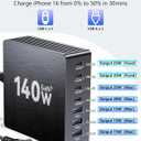 USB C Charging Station, 140W GaN III 7 Port Fast Charger Station, PD 3.0 USB Charging Station for Multiple Devices, USB Charging Hub, Multiple USB C Charger Station for iPad iPhone Samsung Android