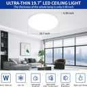 20 Inch Large Flush Mount Ceiling Light Fixture, Dimmable with Remote Control, White, Ultra Thin, 48W 4800Lumen, for Bedroom, Living Room, Kitchen, Dining Room, Home Office