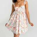 Aopwsrlyi Women Cute Babydoll Mini Dress Sleeveless Backless Ruffle Strap Flowy A Line Short Summer Sundress (White, M)