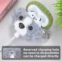 Plush Case Cover Compatible with Apple Airpods 4 Handmade Knitted Cartoon Creative Funny Cute Earbuds Headphone Cases (HBG+Green,for Airpods 4)