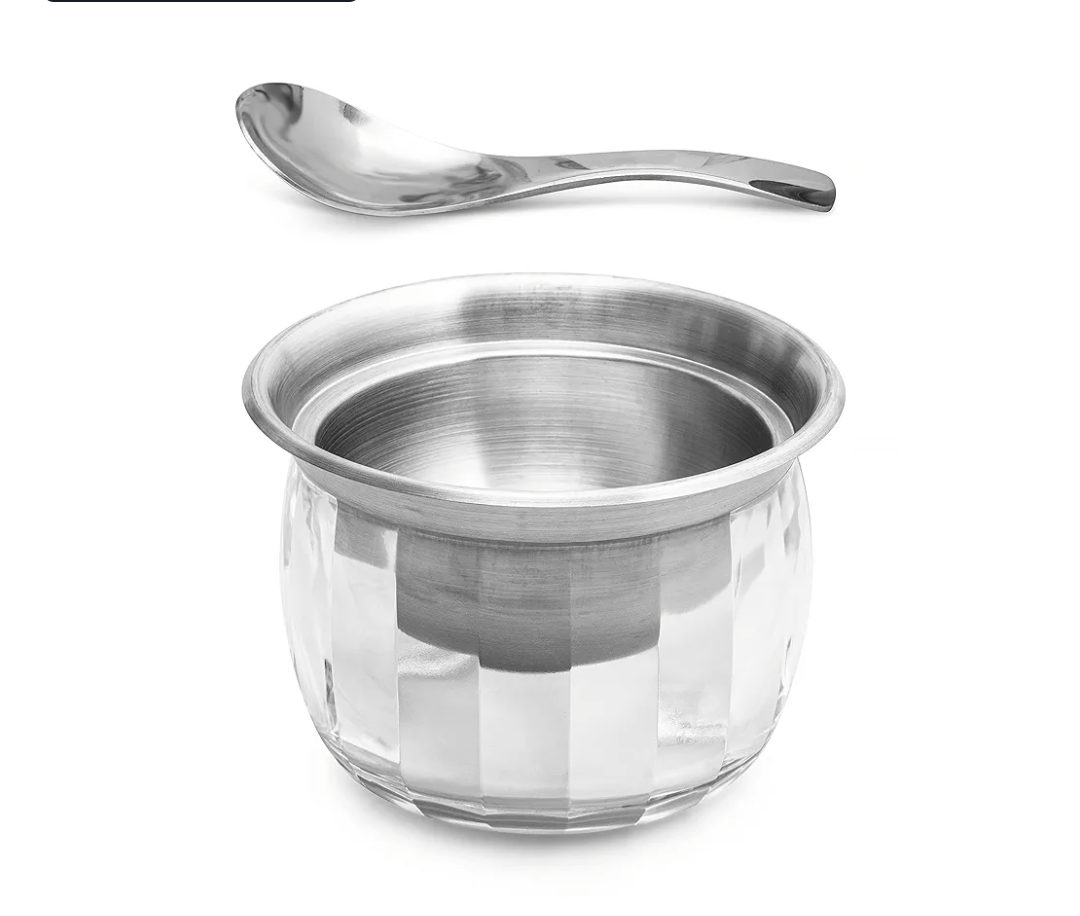 Dip Bowl On Ice- Chip and Dip Serving Set - Stainless Steel Chilled Serving Dish with 22 oz. Acrylic Ice Bowl - Perfect for Cold Shrimp, Guacamole, Dips