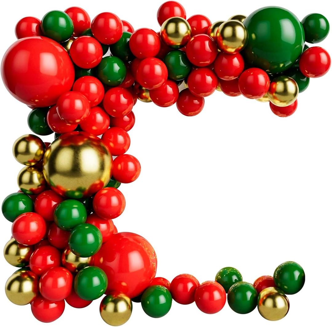Red Green and Gold Balloon Garland Kit for Birthday Baby Shower Wedding Christmas Party Decoration