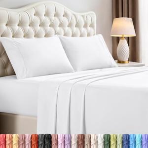 Utopia Bedding King Size Sheet Set 4 Piece Bed Sheets, Soft and Breathable Microfiber, Includes 1 Fitted Sheet, 1 Flat Sheet and 2 Pillowcases Oeko Tex (White)
