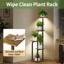 LASZOLA Plant Stand Shelf Tall for Indoor Corner with Lights, 5 Tier Brown