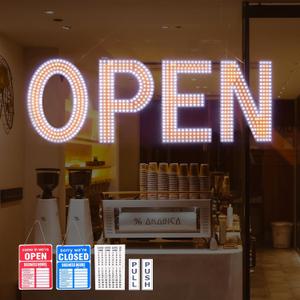 Open Sign for Business, 40"x14" Dimmable Large LED Open Signs with Hanging Installation for Cafes Store Restaurant Office Bar Pubs Hotel Salon Warm White
