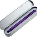 Asvine Purple Fude Pen, Bent Nib Fountain Pen Calligraphy (Fine to Broad) with Converter and Metal Pen Case Set