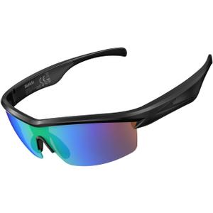 Bluetooth Audio Smart Glasses for Cycling Running Driving | Polarized Sports Sunglasses with Open-Ear Speakers, Hands-Free Calls, Voice Assistant, UV Protection, IPX5 Waterproof for Hiking Fishing