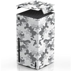 Magnetic Wraps for Xbox Series X Console Accessories, New Look Design Cover Skin with Premium PU Leather, Magnetic Closure Wrap & TOP Cover for Xbox Series X, Full Protection - Gray Camo