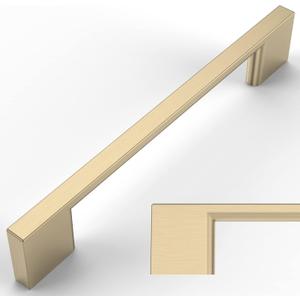 Amerdeco 10 Pack Brushed Brass Cabinet Pulls 5 Inch(128MM) Hole Centers Kitchen Cabinet Handles Cabinet Hardware Kitchen Handles for Cabinets Cupboard Handles Drawer Pulls ZH0060