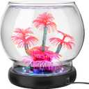 hygger 0.5 Gallon/1 Gallon Glass Fish Bowl with LED Light and Decor, Small Round Betta Fish Tank Goldfish Bowl, Round Clear Unbreakable Aquarium/Vase/Hydroponic Plant Terrarium, Nice Centerpieces