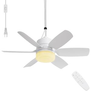 20.5'' Gazebo Ceiling Fan with Light, Plug in Outdoor Hanging Fan for Patio Canopy Tent Porch RV, 5 Fan Speeds with Adjust Lighting, 16.4 FT Cord, 8 Hours Timer (Remote Need Paired Before Use)
