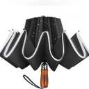Lejorain Golf Large Inverted Umbrella - Black Big Windproof Heavy Duty Upside Down 54in Compact Car Automatic Folding Reflective Umbrella