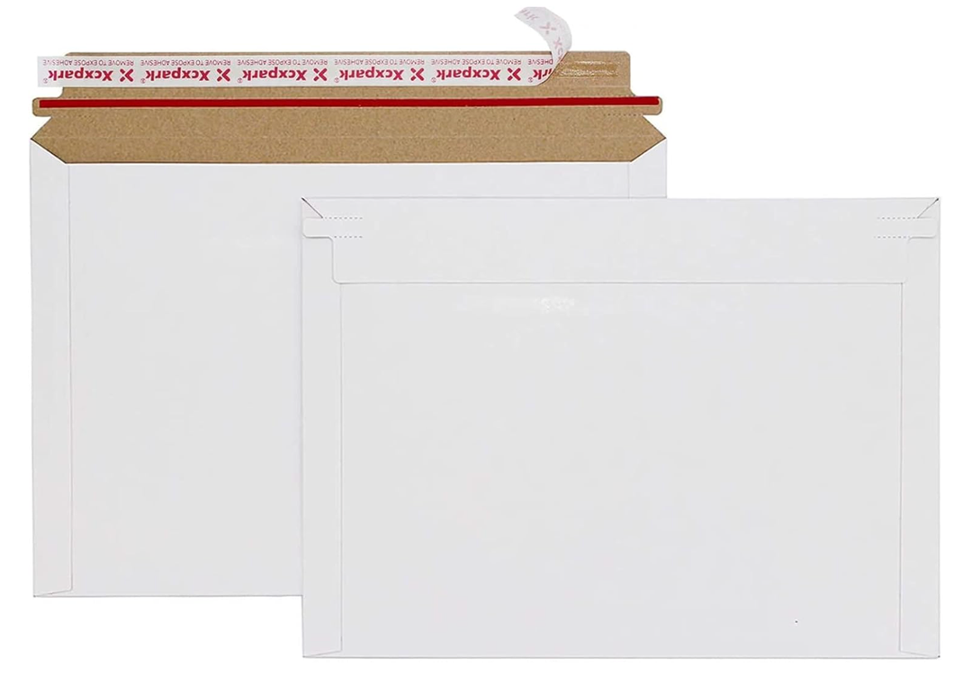 340 Pack 9.25x12.25 Inches Rigid Mailers – Self Adhesive White Cardboard Mailers – Mailing Supplies for Documents, Photos, CDs, Magazines, and Literature