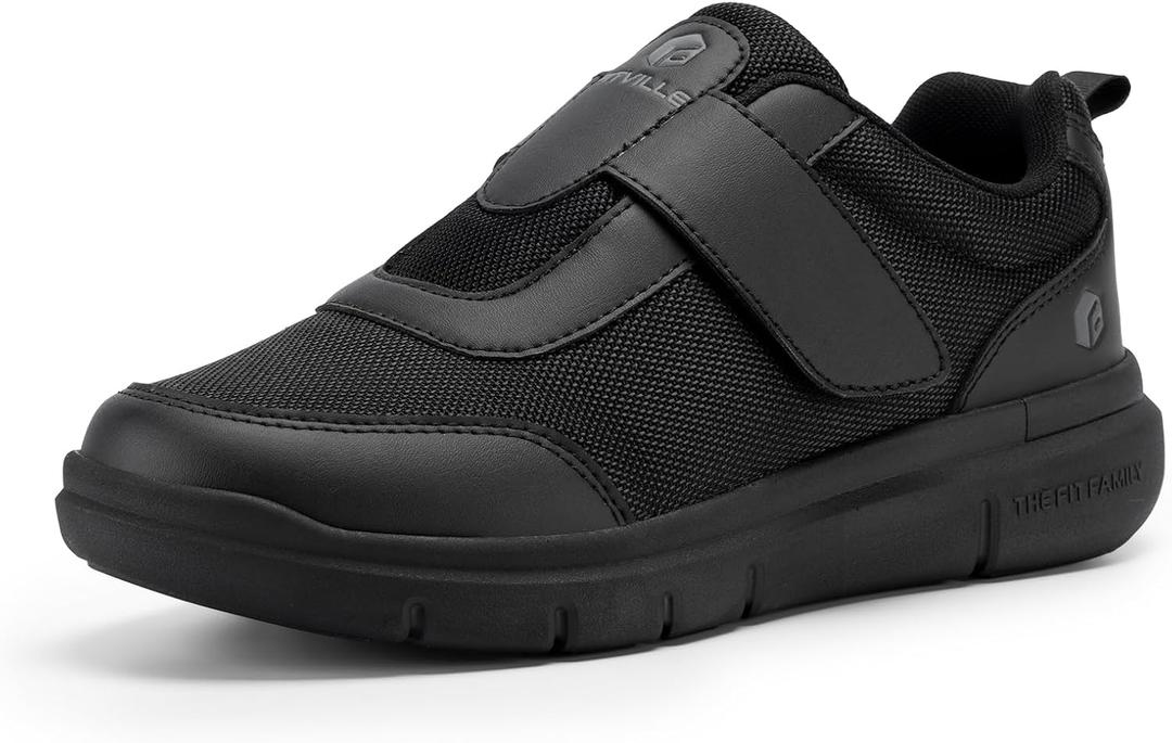 FitVille Diabetic Shoes for Men Extra Wide Width, Swollen Feet Shoes for Diabetics Pain Relief(Black, XX-Wide 9.5)