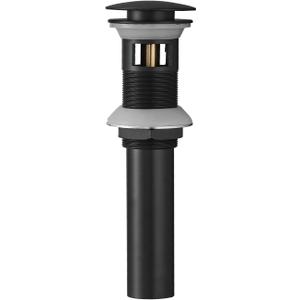 BWE Black Vessel Sink Drain Stopper with Overflow, Fits Standard Bathroom Sink Hole 1-1/2" to 1-3/4", Matte Black