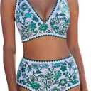 MOOSLOVER Women Bikini Sets Plunging High Waisted Swimsuit Whip Stitch 2 Piece Bathing Suits (Green, S)