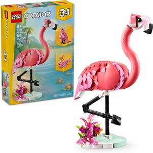 LEGO Creator 3 in 1 Wild Animals: Pink Flamingo Animal Building Toy - Building Toy with 3 Building Options, Pink Flamingo, Cockatoo, or Axolotl - Learning Toy for Kids, Ages 8+- 31170