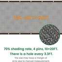 70% 10 X 20 FT Black Shade Cloth, Outdoor Sunblock Shade Cloth with Grommets, Durable Sun Shade Netting Shading Antifreezing for Patio, Garden, Plants Cover, Greenhouse, Barns, Dog Kennel