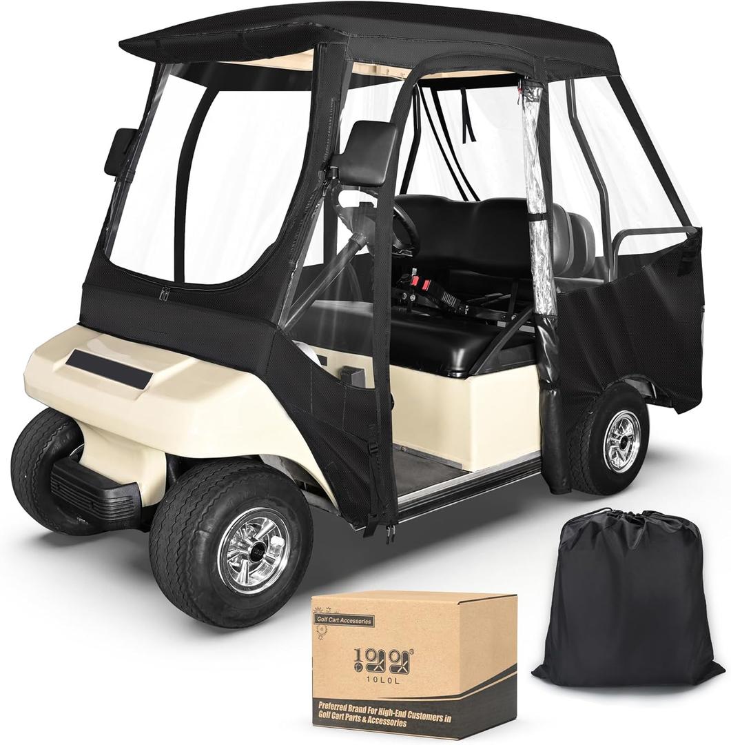 10L0L Golf Cart 4 Passenger Driving Enclosure for Club Car DS 2+2, 4-Sided Clear Window Rain Cover All Weather Waterproof Windproof Snowproof