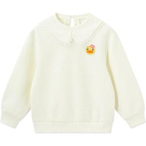 B Duck 120/60 Baby Girl Long Sleeve Ruffle Crewneck Pullover Sweatshirt Sweater Outfits Solid Color Casual Clothes