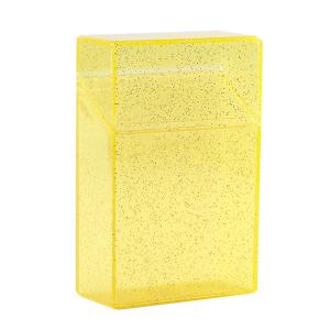 4 x Transparent Cigarette Case for King Size 85mm, Holds 20 Cigarettes,Stylish with Gold Powder Design (Yellow)