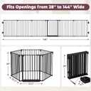 144" Extra Wide Baby Gate with Door, Configurable 6 Panels Baby Fence, Fireplace Gate with Anti-Trip Pedal, Family Essentials Safety Gate for Child Dogs Pets, 28'' Tall Black