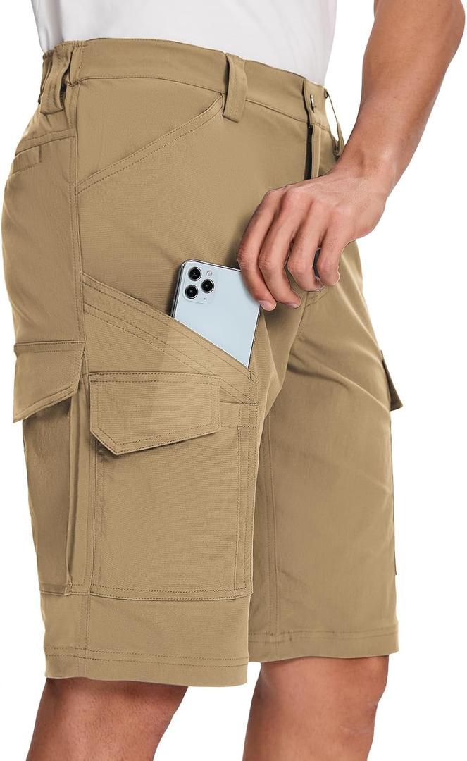 Moosehill Mens-Hiking-Shorts Cargo Lightweight Water Resistant Quick Dry Big & Tall with 8 Pockets for Tactical Work (38 Regular, Khaki)