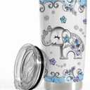 SANDJEST Elephant Tumbler 20oz Jewelry Drawings Stainless Steel Insulated Tumblers Elephants Gifts for Women Girls Coffee Travel Mug Cup Gift for Birthday Christmas