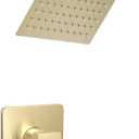 Brushed Gold Shower Faucet Set Bathroom Rainfall 8 Inch Shower Head System Single Handle Shower Trim Kit with Rough-in Valve (6.7 Inch shower arm, Brushed Gold)