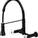Gourmetier GS1245PX Heritage Two-Handle Wall-Mount Pull-Down Sprayer Kitchen Faucet, Oil Rubbed Bronze