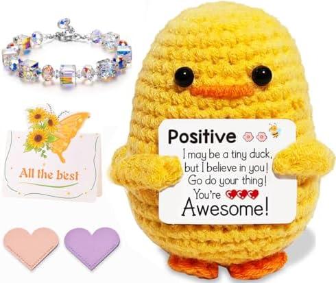 Emotional Support Crochet,Gifts for Women,Friends Gift Set Ideas Handmade Positive Crochet Doll Birthday Gifts for Women Graduation Gifts Animal Desk Decor,for Girlfriend,Mom,Sister,Daughter,Wife 2 PACK