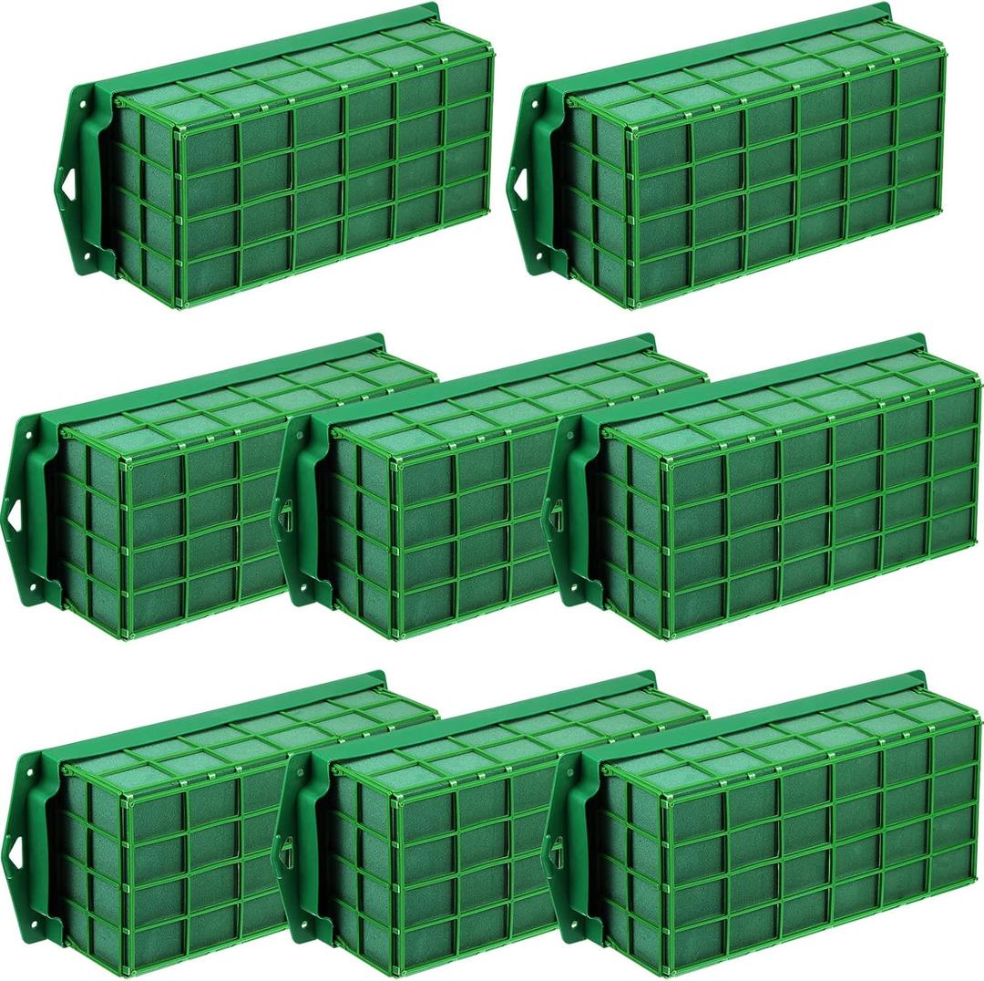 Boao 8 Pieces Floral Foam Cage Holder with Floral Foam for Fresh Flowers Cage Bowl for Table Centerpiece Flower Arrangement, Rectangle, 11.8 x 4.7 x 3.1 Inch