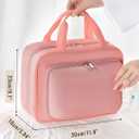 Travel Hanging Toiletry Bag for Women - Waterproof Cosmetic Organizer with Clear Window, Lightweight Bathroom Bags for Essentials, Makeup, Shampoo, Toiletries Dark Pink, Large