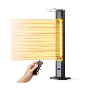 Outdoor Electric Patio Heater, 42-inch 1500W Infrared Tower Heater with 9 Heat Settings & 9H Timer, IPX5 Waterproof, Safety Lock, Tip-Over & Overheat Protection Space Heater for Indoor & Outdoor Use