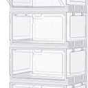 SNSLXH Clear Storage Bins with Lids & Wheels, Stackable Plastic Craft Containers, Large Closet Organizers Box for Bedrooms Living Rooms 24 QT, 4-Tiers